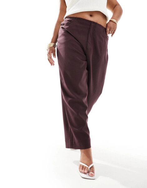 ASOS DESIGN Curve raw edge trouser in plum