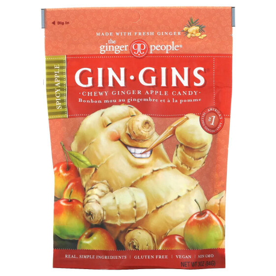 Gin·Gins, Chewy Ginger Apple Candy, Spicy Apple, 3 oz (84 g)
