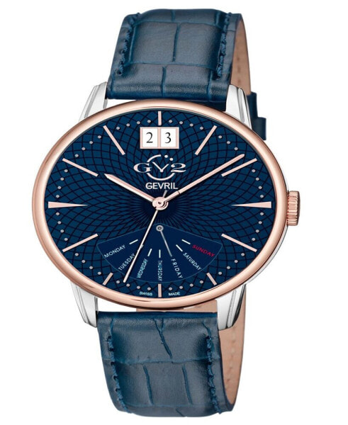 Часы Gv2 By Gevril Rovescio Blue Leather Watch