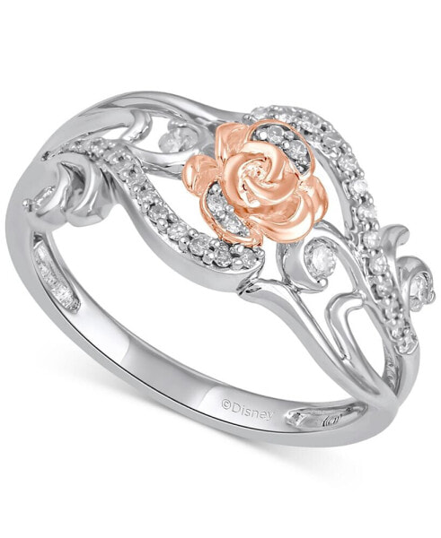 Diamond Rose Belle Ring (1/5 ct. t.w.) in Sterling Silver & Rose Gold-Plate