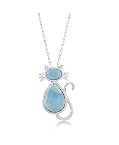 Sterling Silver Larimar Cat Pendant