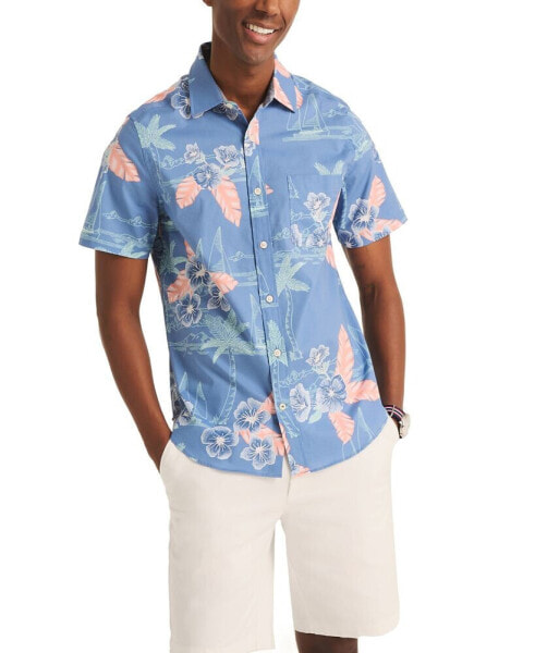 Men's Floral Short Sleeve Button-Front Shirt
