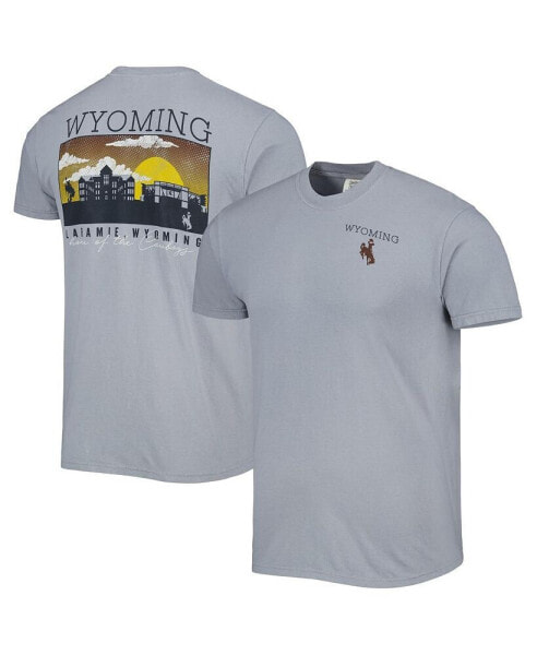 Men's Gray Wyoming Cowboys Campus Scenery Comfort Color T-shirt