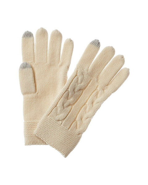 Forte Cashmere Luxe Cable Wool-Blend Gloves Women's White