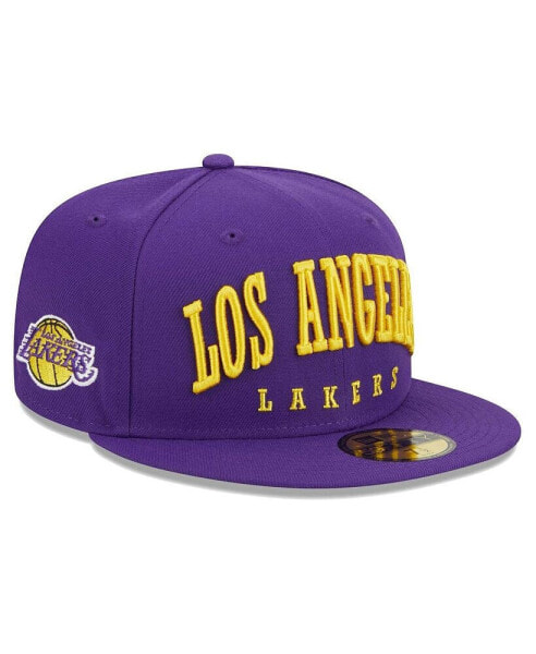 Men's Purple Los Angeles Lakers Big Arch Text 59FIFTY Fitted Hat