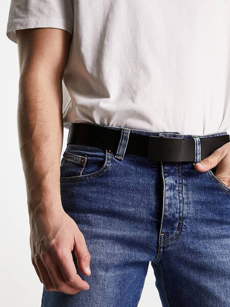 ASOS DESIGN webbing belt with matte black buckle in black 