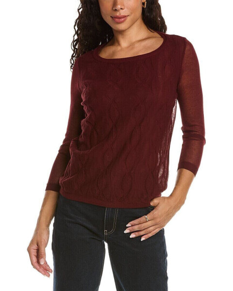 Lafayette 148 New York Double Layer Cable Sweater Women's Red Xl