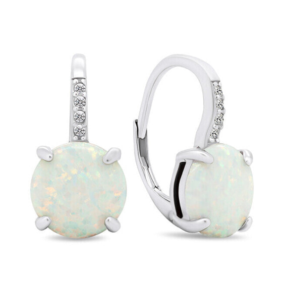 Unique silver earrings with zircons and synthetic opals EA378W