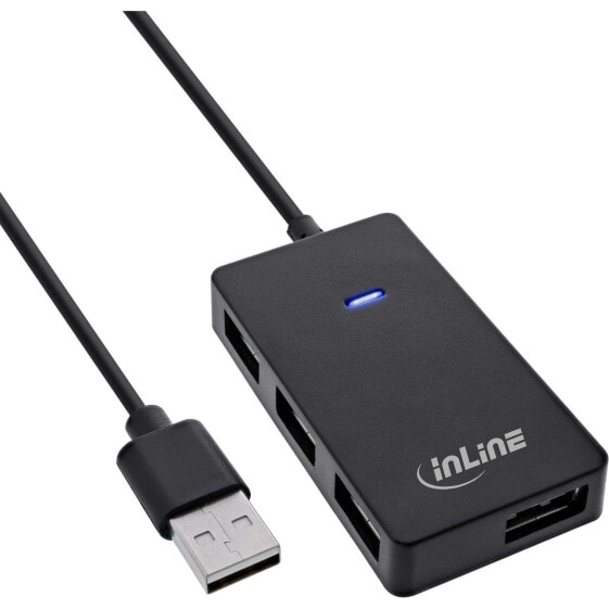 InLine USB 2.0 4-Port Hub - Type-A male to 4x Type-A female - black - 30cm