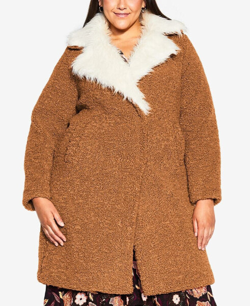 Plus Size Teddy Faux Fur Jacket