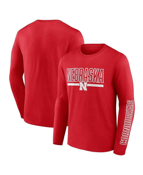 Men's Scarlet Nebraska Huskers Big and Tall Two-Hit Graphic Long Sleeve T-shirt