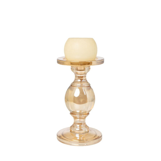 Candleholder Romimex Golden Glass 13 x 19 x 13 cm