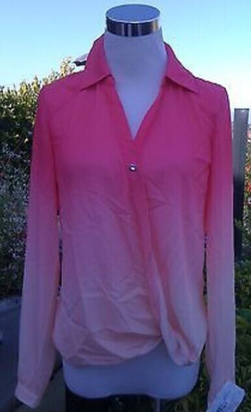 Inc International Concepts Women's Long Sleeve Surplice Blouse Pink 2