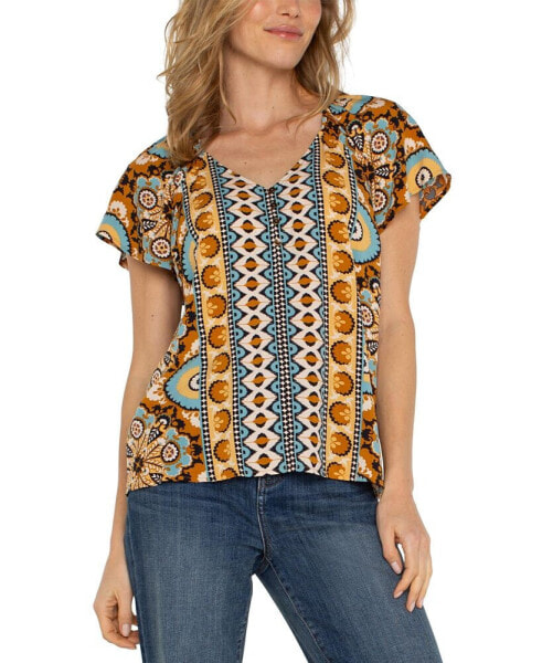 Women's Flutter-Sleeve V-Neck Top