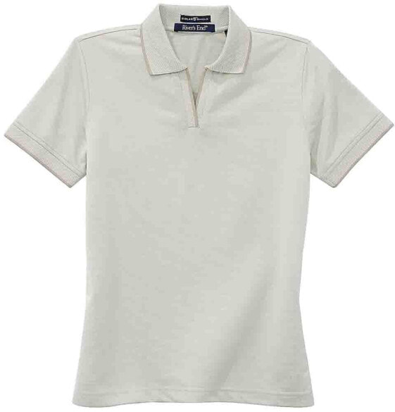 River's End Jacquard Short Sleeve Polo Shirt Womens Beige Casual 3396-ST