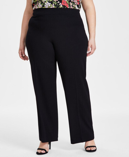 Plus Size Wide Leg Pull-On Pants