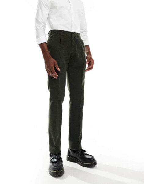 Shelby and Sons tailored trouser in cord in khaki co-ord