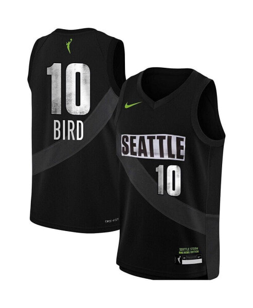 Футболка для малышей Nike ФШа Бойс и Герлз Sue Bird черная Seattle Storm 2021 Rebel Edition Victory Player Jersey