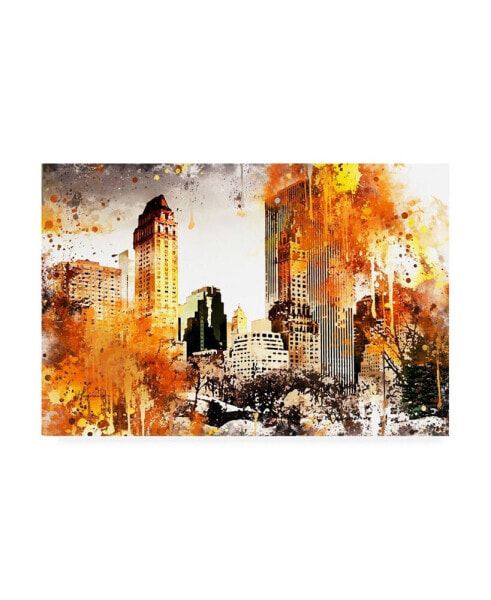Philippe Hugonnard NYC Watercolor Collection - Golden Central Park Canvas Art - 36.5" x 48"