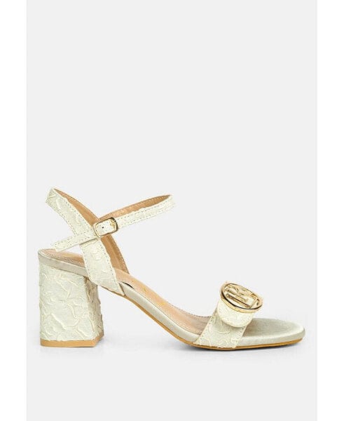 Chaplet Textured Block Heel Sandals