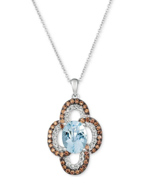Le Vian sea Blue Aquamarine® (1-3/8 ct. t.w.), Nude Diamonds (1/4 ct. t.w.) & Chocolate Diamonds® (1/3 ct. t.w.) 20" Pendant Necklace 14k White Gold