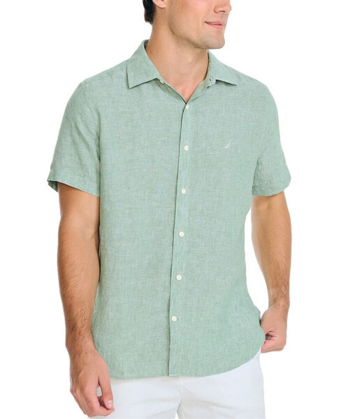 Men's Classic-Fit Solid Linen Short-Sleeve Shirt