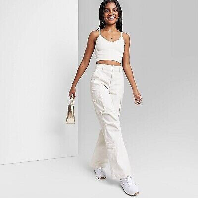 Women's High-Rise Cargo Utility Pants - Wild Fable Off-White XXS