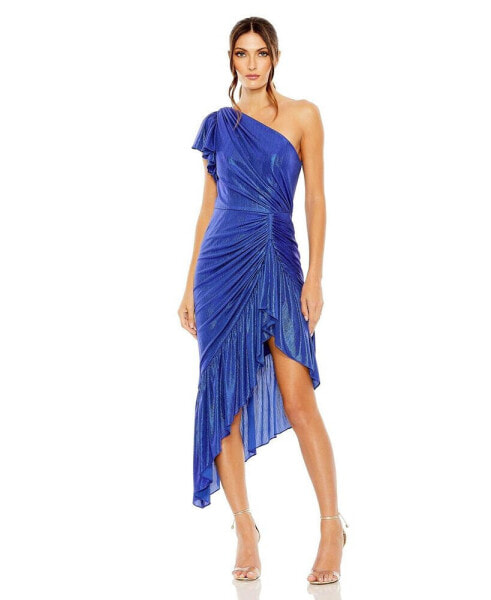 Women's Ieena One Shoulder Flutter Sleeve High Low Dress