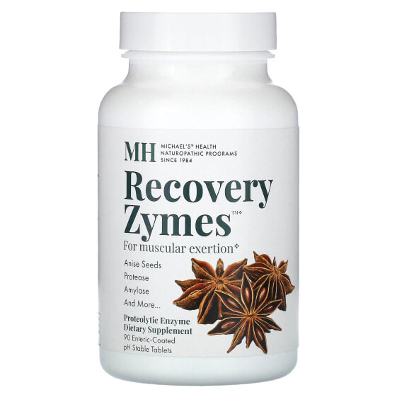 Michael's Naturopathic, Recovery Zymes, 90 таблеток с кишечнорастворимой оболочкой и стабильным уровнем pH