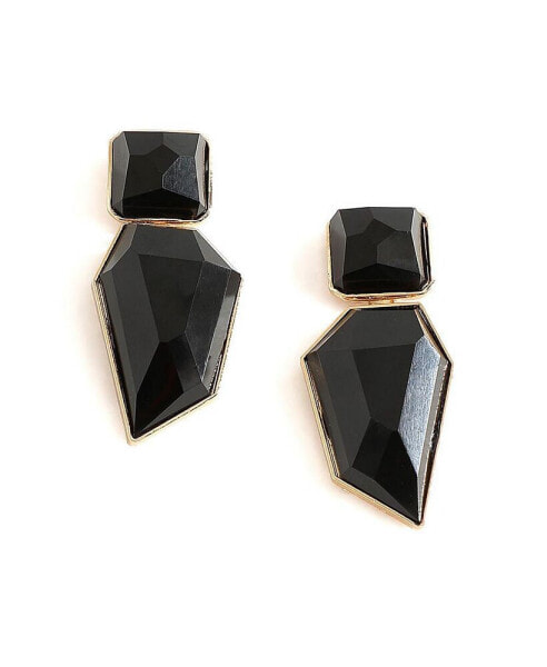 Women's Black Abstract Stone Drop Earrings