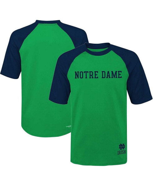 Big Boys and Girls Green Notre Dame Fighting Irish Mecca Dunes Rash Guard Raglan T-shirt
