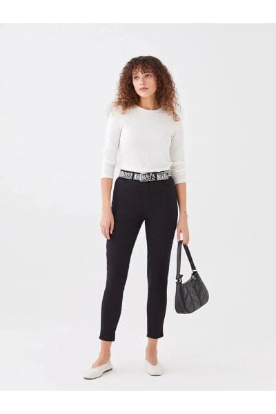Basic Yüksek Bel Slim Fit Düz Kadın Jean Pantolon