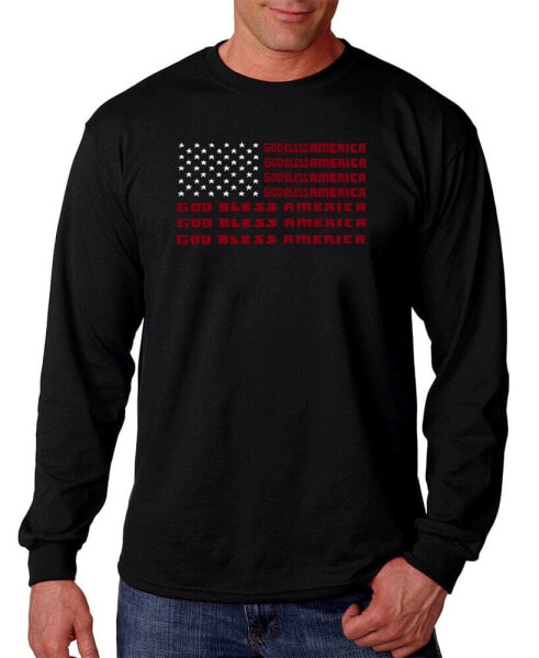 Men's God Bless America Word Art Long Sleeve T-shirt