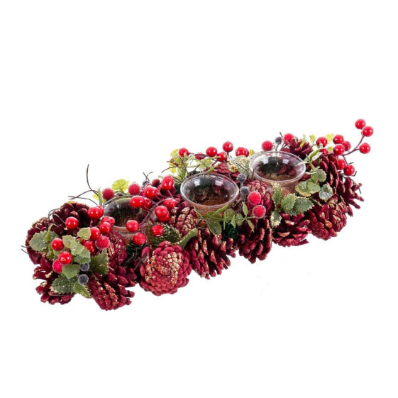 Рождественский подсвечник Красный Разноцветный Пластик Foam Ананасы 36 x 14 x 8 cm