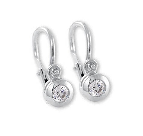 Delicate children´s earrings in white gold with crystal 236 001 01037 07