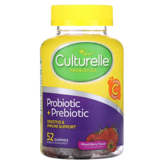 Culturelle, Жевательные мармеладки с пробиотиками и пребиотиками, ягодное ассорти, 52 жевательные таблетки