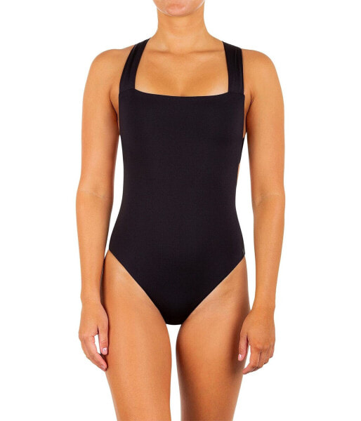 Hurley Solid Cross-Back Moderate One-Piece Black LG (US 10-12)