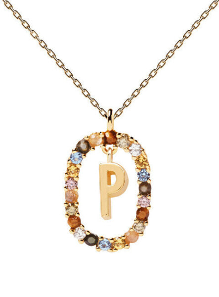 Beautiful gold plated necklace letter "P" LETTERS CO01-275-U (chain, pendant)
