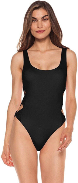 Isabella Rose 170452 Womens Bow Tie Cutout One Piece Swimsuit Black Size Medium