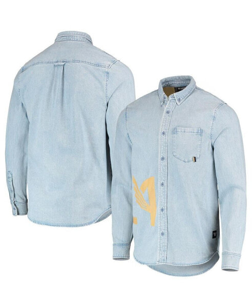 Men's Blue LAFC Denim Button-Down Long Sleeve Shirt