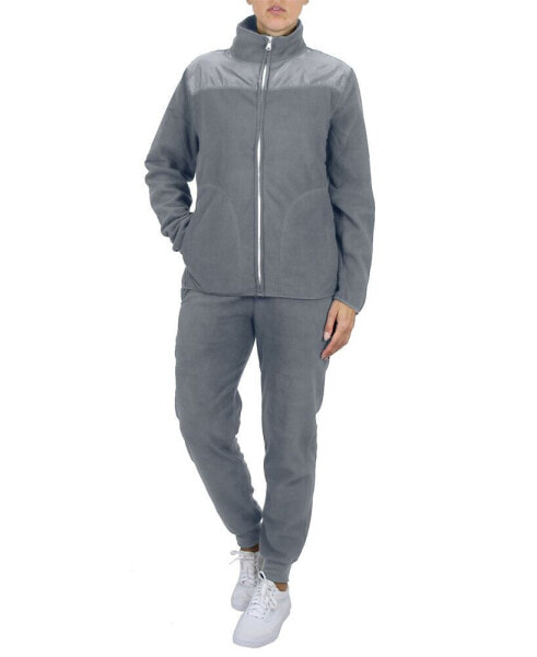 Women's Polar Fleece Sweatshirt Top Jogger Bottom Matching Set, 2 Piece