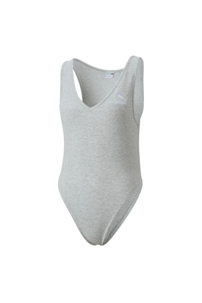 Classics Ribbed Bodysuit Gri Kadın T-shirt