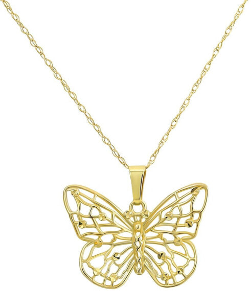 Macy's filigree Openwork Butterfly 18" Pendant Necklace in 10k Gold