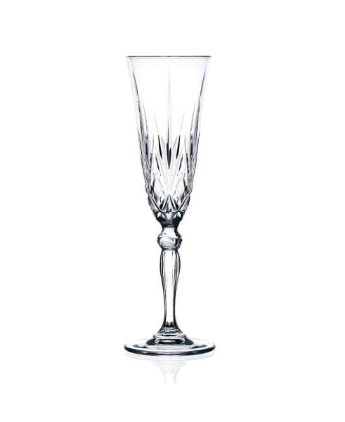 Melodia Collection Crystal Champagne Flutes, Set of 6