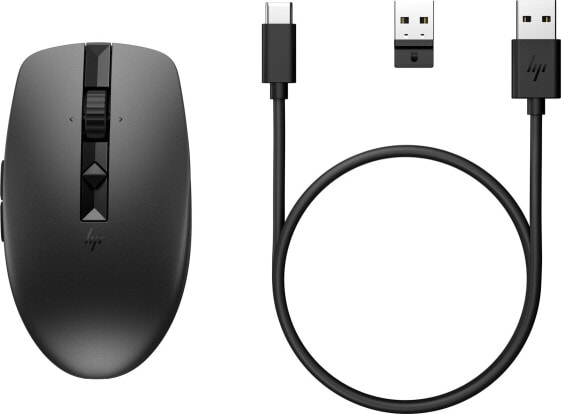 HP 715 Rechargeable Multi-Device Mouse - Ambidextrous - RF Wireless + Bluetooth - 3000 DPI - Black