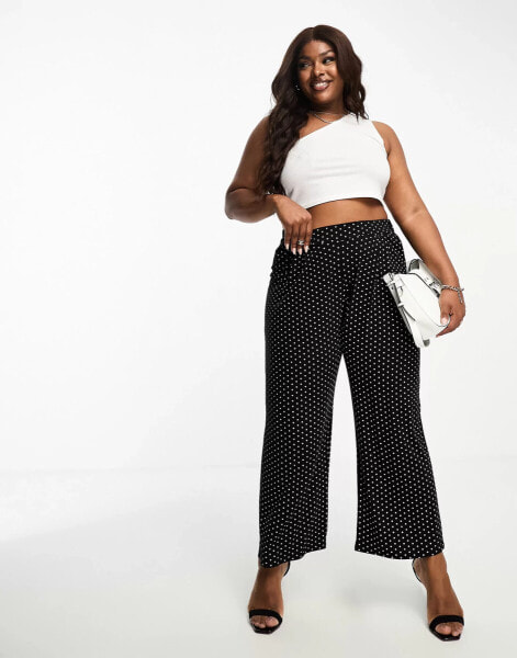 Yours wide leg trousers in mini dot print