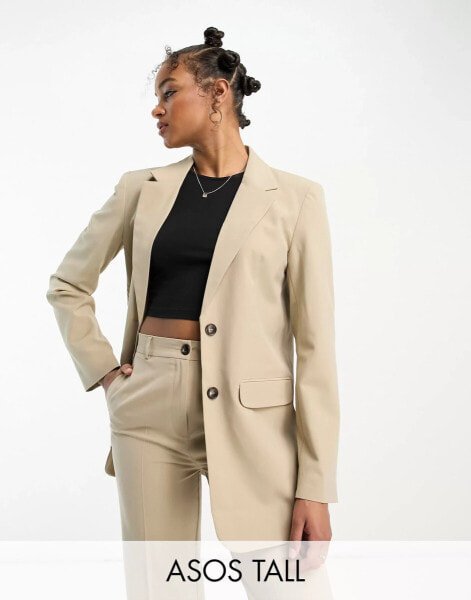 ASOS DESIGN Tall Mix & Match slim boy suit blazer in neutral