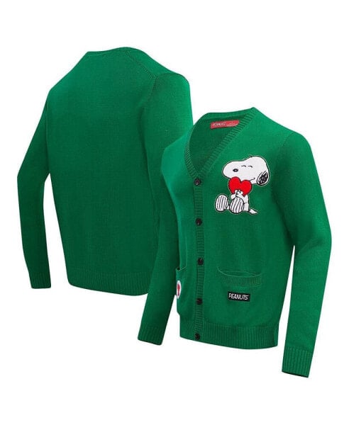 Men's Kelly Green Peanuts Snoopy Love Cardigan