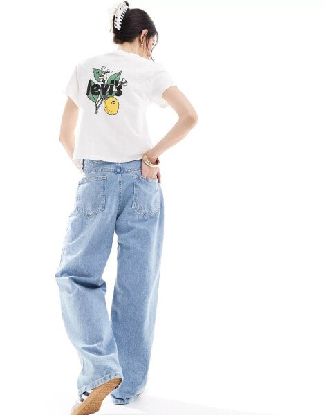 Levi's classic t-shirt with lemon logo back print in off white