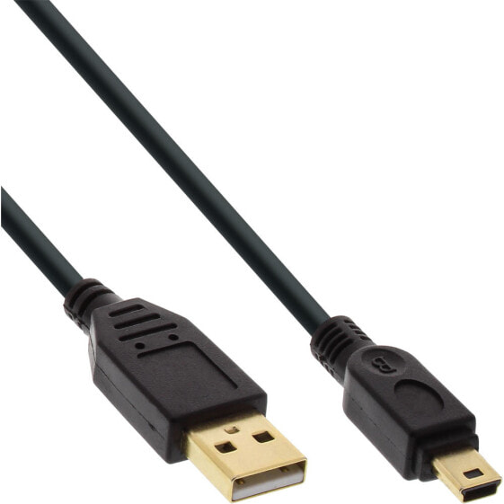 InLine USB 2.0 Mini Cable - Type A male / mini-B male (5pin) - black/gold - 0.3m